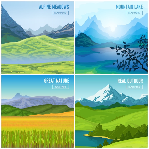 Mountain Landscape Compositions Set