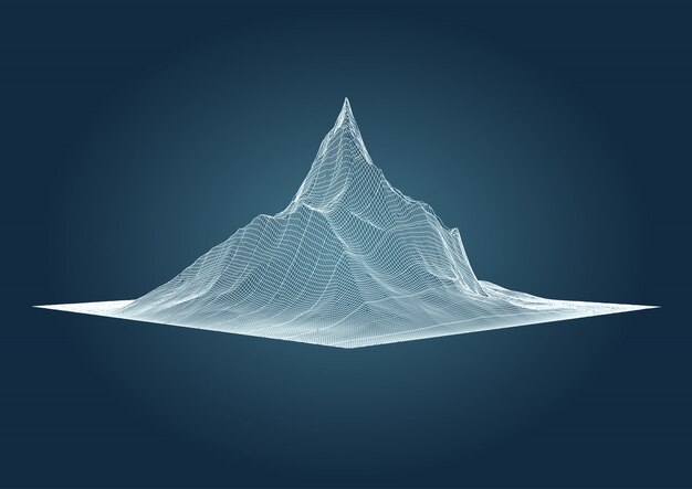Mountain landscape in detailed wireframe design