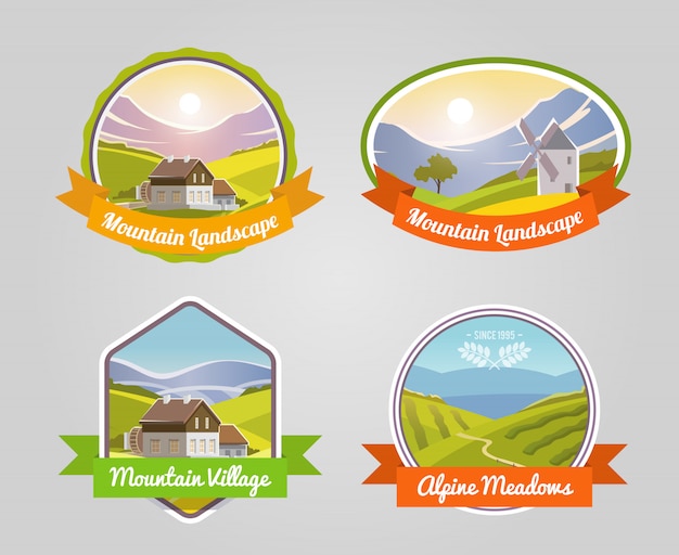 Free vector mountain landscape label