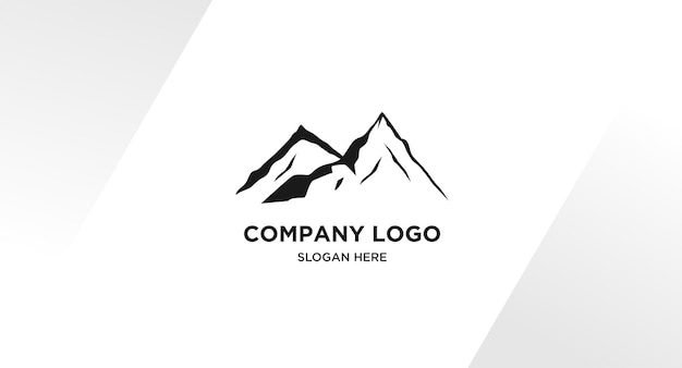 Vettore gratuito un logo di montagna con il logo dell'azienda del titolo.