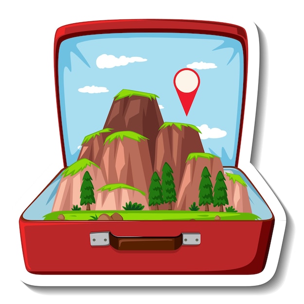 Free vector mountain in the opened suitcase