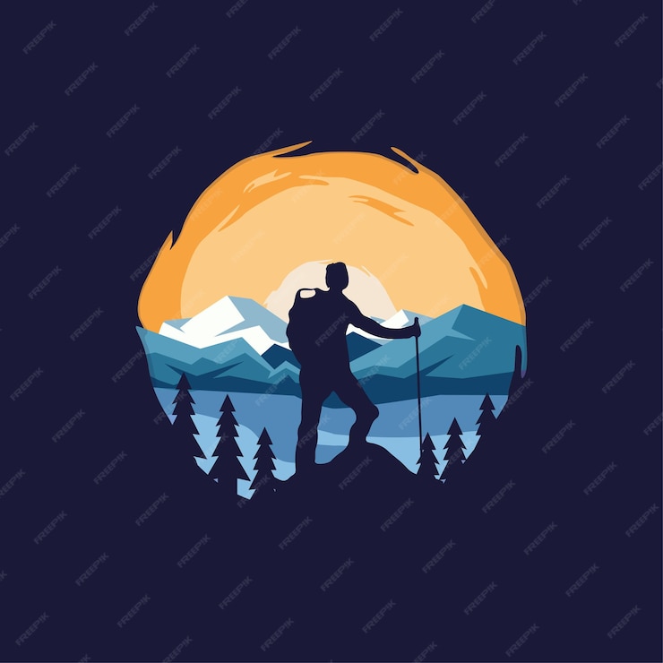  Mountain peak illustration Premium Vector