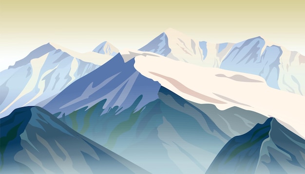 Mountain ridges. Vector illustration of sunrise.