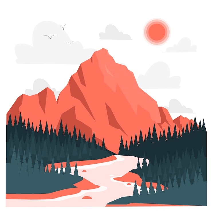 Free Vector mountain river concept illustration