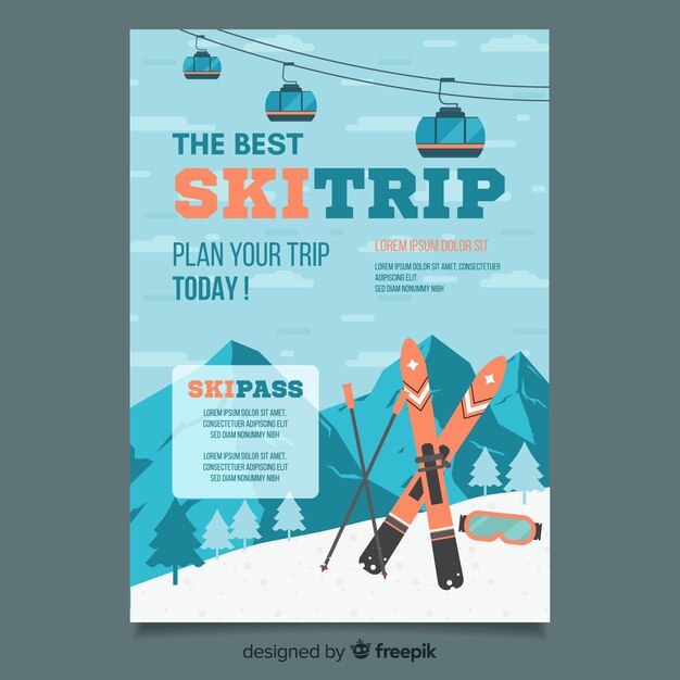 Mountain ski trip poster