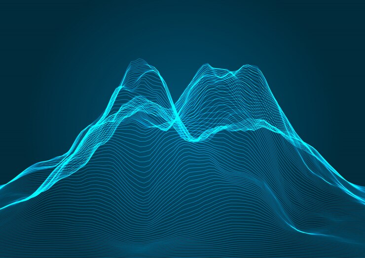Free Vector mountain terrain background in wireframe design