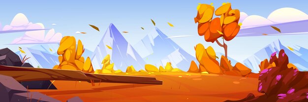 mountain valley cartoon autumn landscape nature