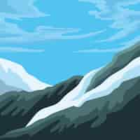 Free vector mountain with snow landscape