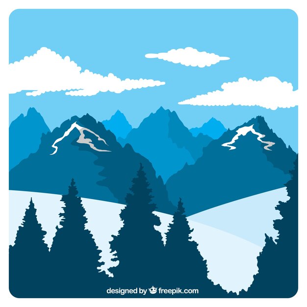 Mountainous background with snow