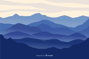 Бесплатное векторное изображение Горы пейзаж синий градиент