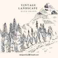 Free vector mountains landscape hand drawn