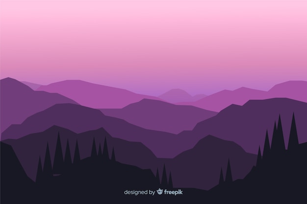 Free vector mountains landscape pink view