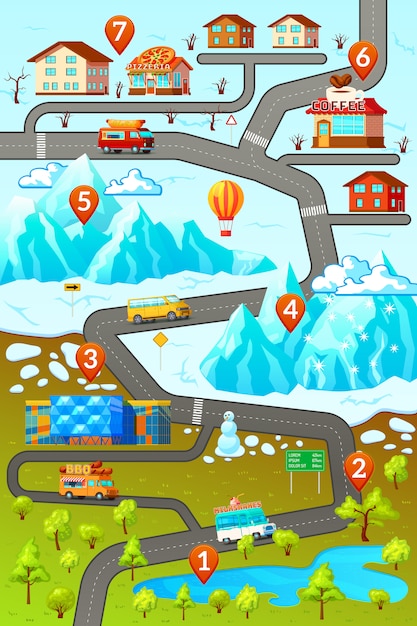 Mountains road map poster