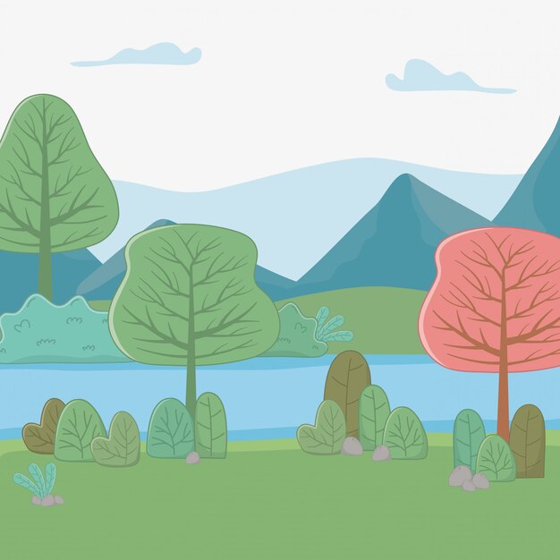 Mountains and trees  