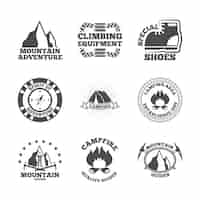 Free vector mountine climber labels set