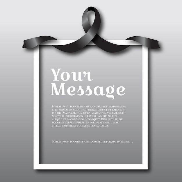 Free vector mourning black ribbon with text space