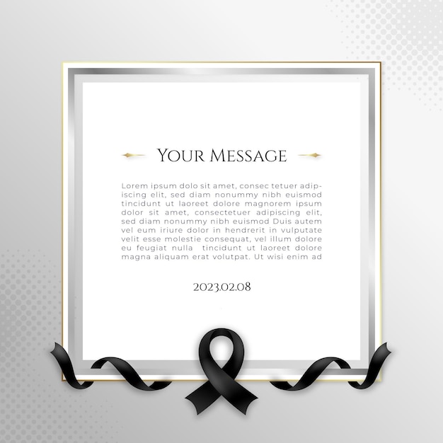 Free vector mourning ribbon with frame concept