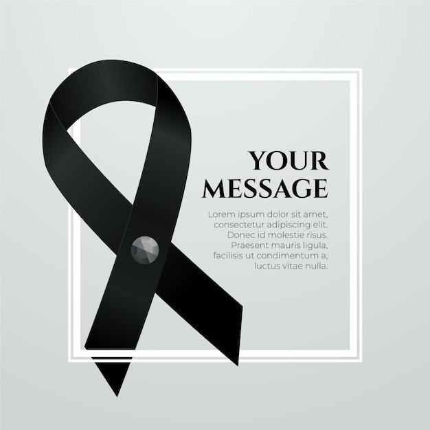 Mourning ribbon with frame illustration