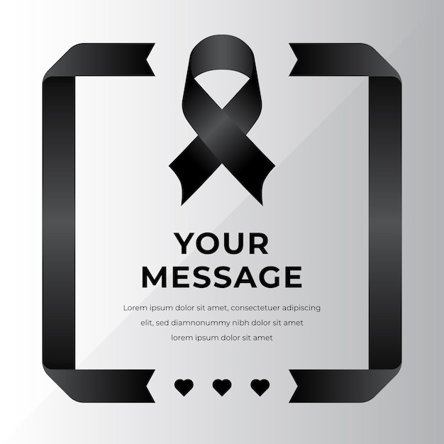 Free vector mourning ribbon with frame theme