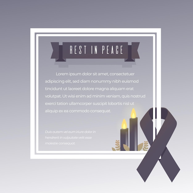 Free vector mourning ribbon with frame