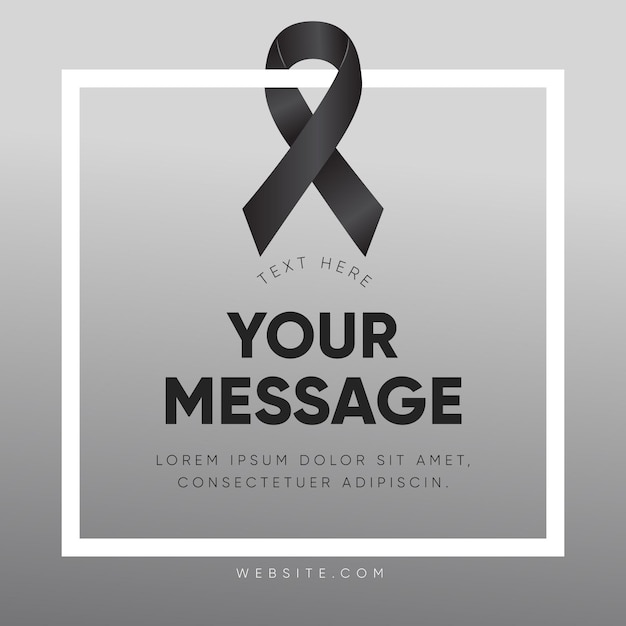 Free vector mourning ribbon with frame