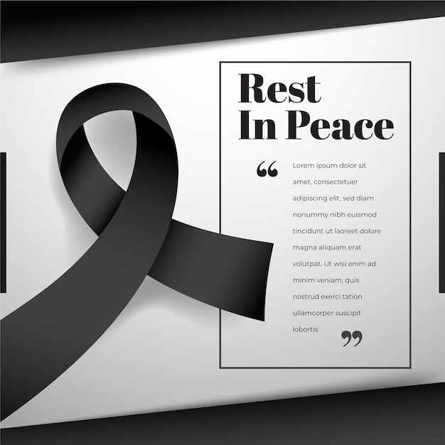 Free vector mourning ribbon with frame