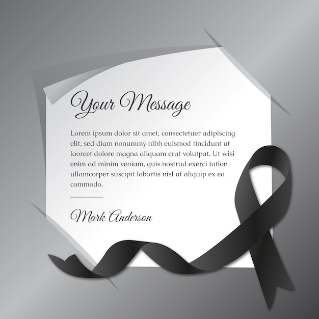 Free vector mourning ribbon with frame