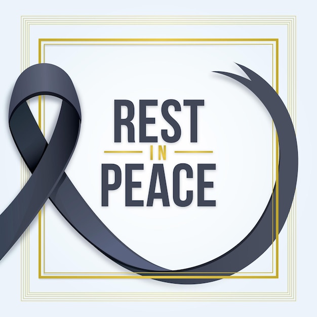 Black RIP Awareness Ribbon PNG Transparent Background Clip Art 