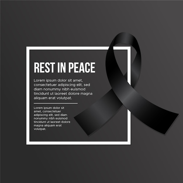 Free vector mourning ribbon with frame