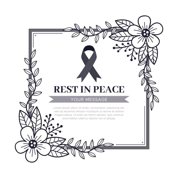 Free vector mourning ribbon with frame