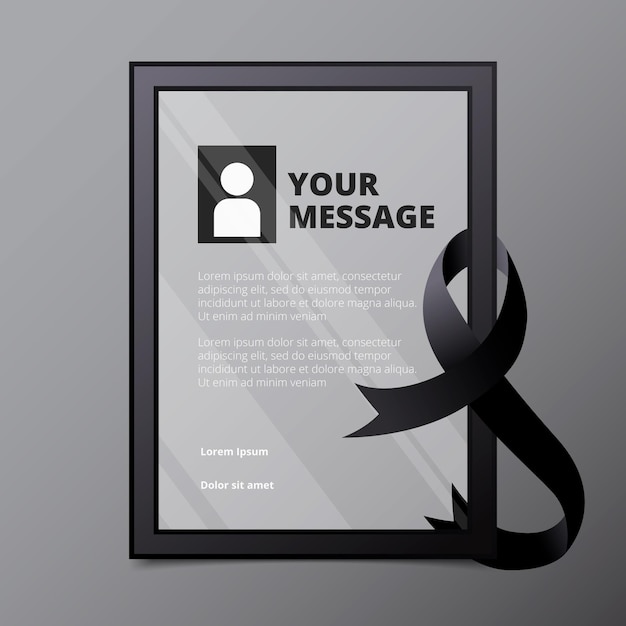 Free vector mourning ribbon with frame