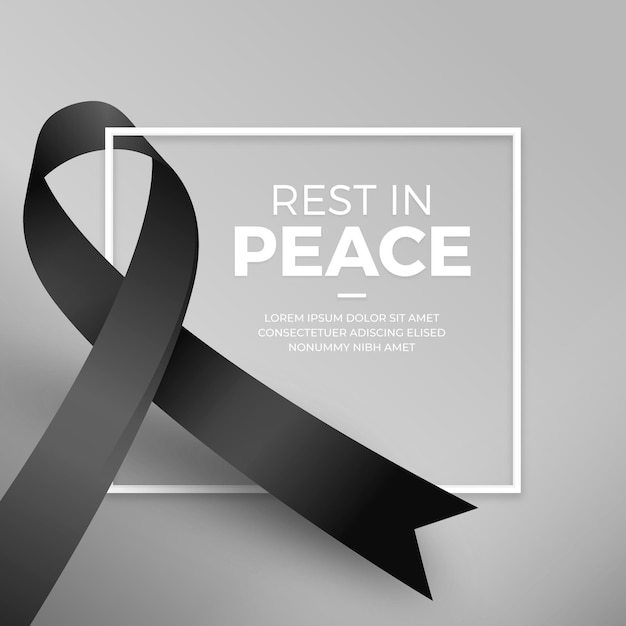 Free vector mourning ribbon with frame