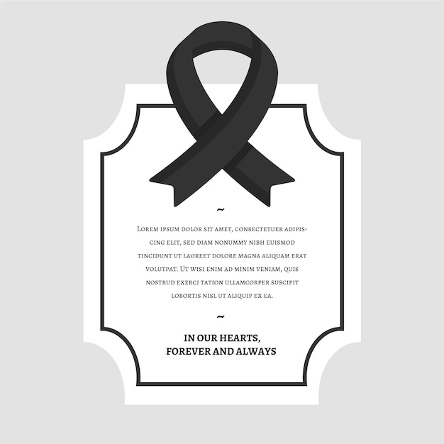 Free vector mourning ribbon with frame