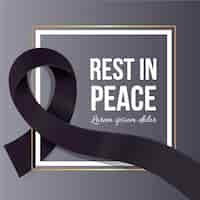 Free vector mourning ribbon with frame