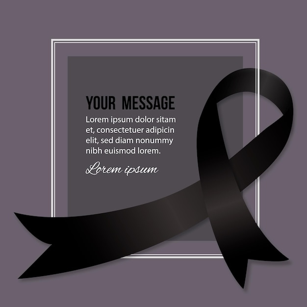 Mourning symbol black ribbon and frame