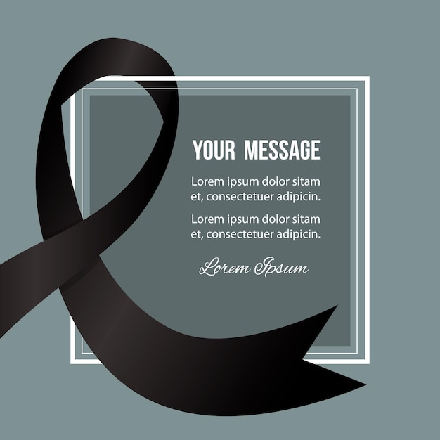 Free vector mourning symbol black ribbon and message