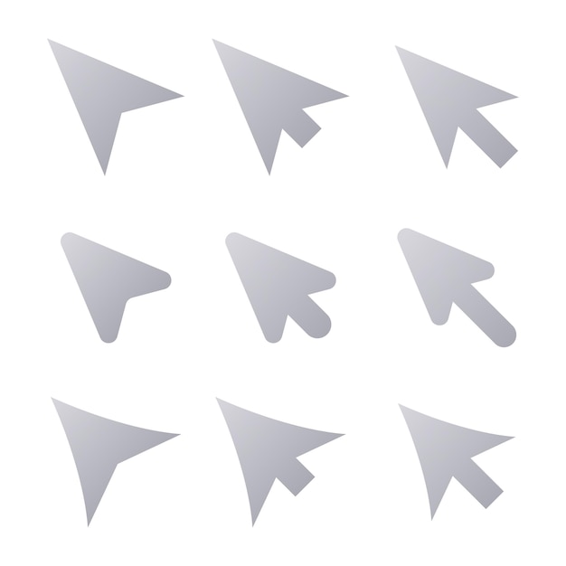 Mouse cursor arrows silver gradient