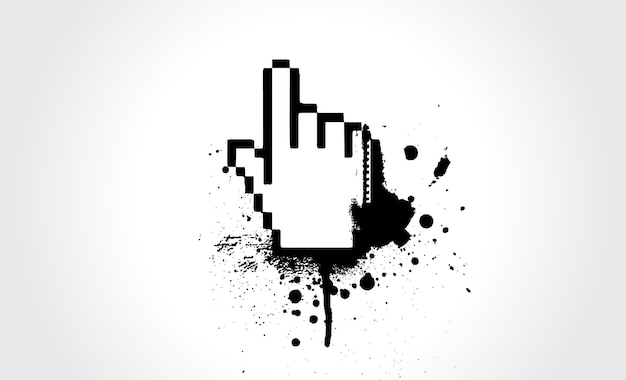 Mouse cursor on grunge ink splash background