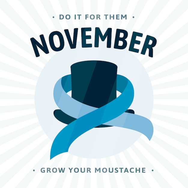 Free vector moustache movember in flat design