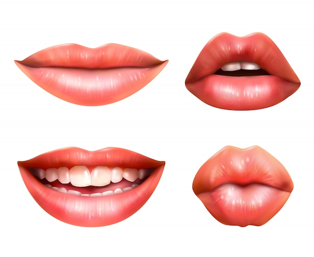 Mouth body language icons set 