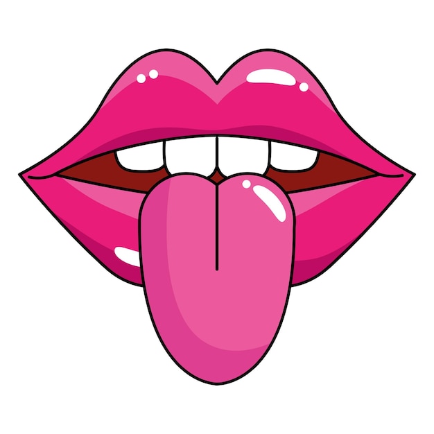 Free vector mouth pop art pink with tongue out