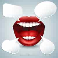 Free vector mouth with speech bubbles