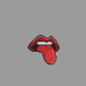 Рот с высунутым языком в стиле пиксель-арт