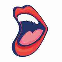 Free vector mouth woman open retro icon