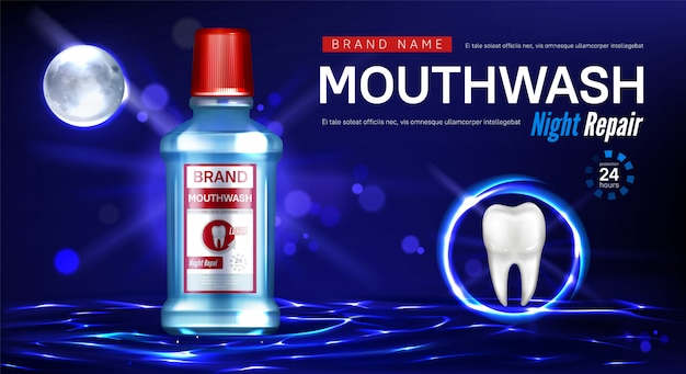 Free vector mouthwash night repair promo poster