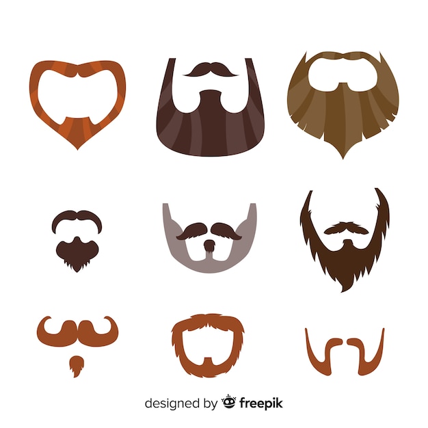 Vettore gratuito collezione di baffi consapevolezza movember in design piatto