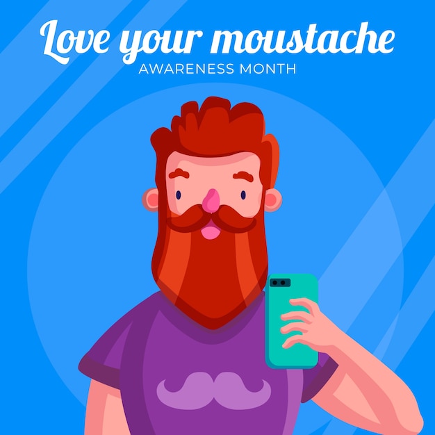 Movember concept in flat design