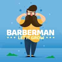 Free vector movember design background with hipster beard man