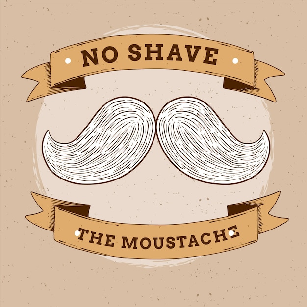 Free vector movember design background with mustache