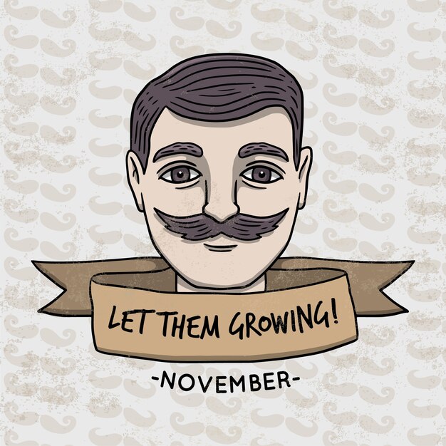 Movember design with face
